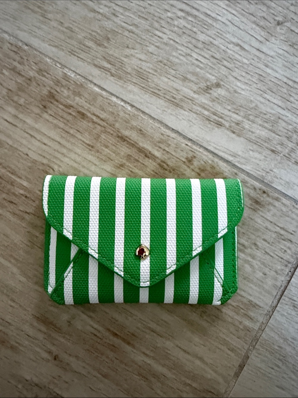Green and White Striped Envelope Wallet - Women Bags Wallets